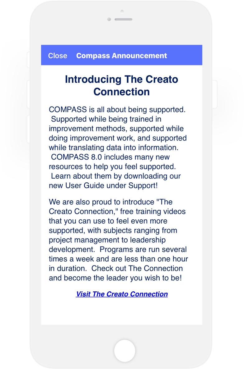 Screenshot of Compass Companion Creato Connection screen